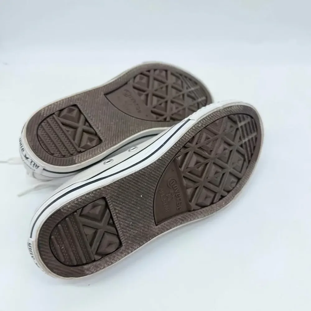 Sz 2 Youth Girls Converse All Star Low Top Light Grey Sneakers Shoes